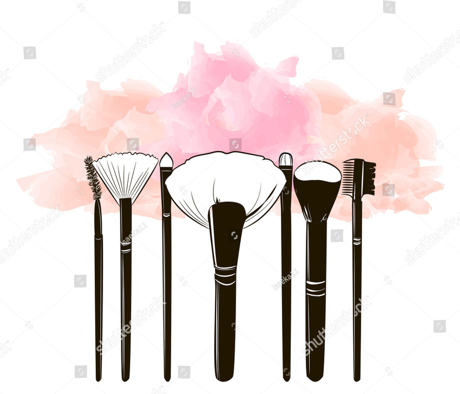 stockvectorwatercolorhanddrawnillustrationsetofmakeupbrushes